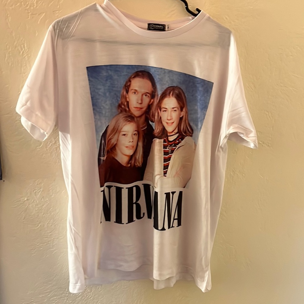 Nirvana family photo y2k bootleg band tee shirt L